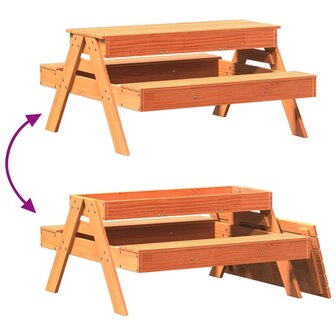 Picknicktafel met zandbak voor kinderen grenenhout wasbruin 8