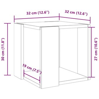 Salontafel 32x32x30 cm bewerkt hout wit 9