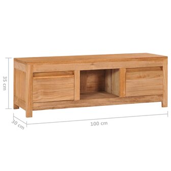 Tv-meubel 100x30x35 cm massief teakhout 8