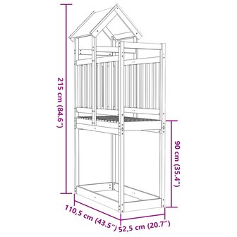 Speeltoren 110,5x52,5x215 cm massief grenenhout 8