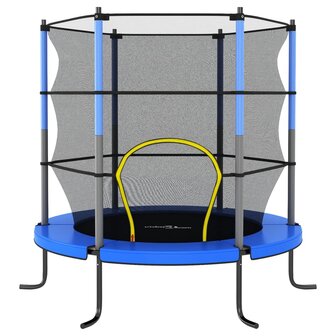 Trampoline met veiligheidsnet rond 140x160 cm blauw 2