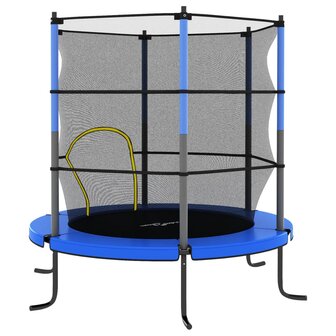 Trampoline met veiligheidsnet rond 140x160 cm blauw 4