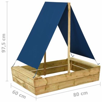 Zandbak met dak 80x60x97,5 cm ge&iuml;mpregneerd grenenhout 6