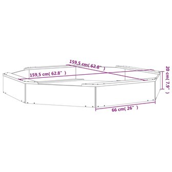 Zandbak met bankjes achthoekig massief grenenhout wit 9
