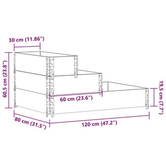 Verhoogde plantenbak 3-laags 120x80 cm massief grenenhout zwart 8