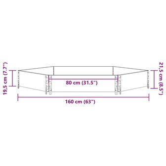 Verhoogde plantenbak zeshoekig 160x160 cm massief grenenhout 7