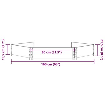 Verhoogde plantenbak zeshoekig 160x160 cm grenenhout grijs 7