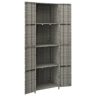 Tuinkast 59x40x180 cm poly rattan grijs 3