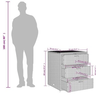 Tuinkast 55x59x69 cm poly rattan grijs 12