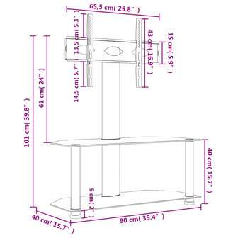 Tv-standaard hoek 2-laags voor 32-70 inch zwart 10