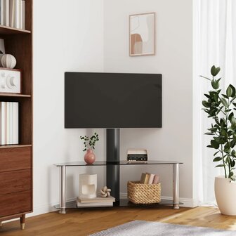 Tv-standaard hoek 2-laags voor 32-70 inch zwart en zilverkleur 1