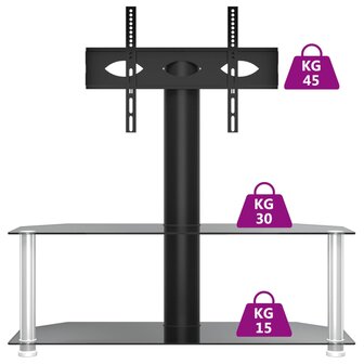 Tv-standaard hoek 2-laags voor 32-70 inch zwart en zilverkleur 6