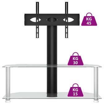 Tv-standaard hoek 2-laags voor 32-70 inch zwart en zilverkleur 6