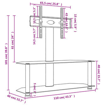 Tv-standaard hoek 2-laags voor 32-70 inch zwart en zilverkleur 10