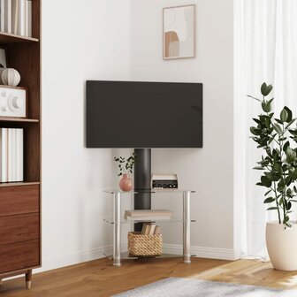 Tv-standaard hoek 3-laags voor 32-70 inch zwart en zilverkleur 1