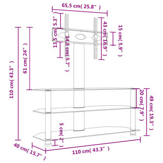 Tv-standaard hoek 3-laags voor 32-70 inch zwart 10