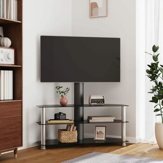 Tv-standaard hoek 3-laags voor 32-70 inch zwart en zilverkleur 1