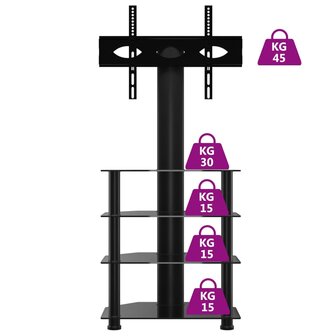 Tv-standaard hoek 4-laags voor 32-70 inch zwart 6