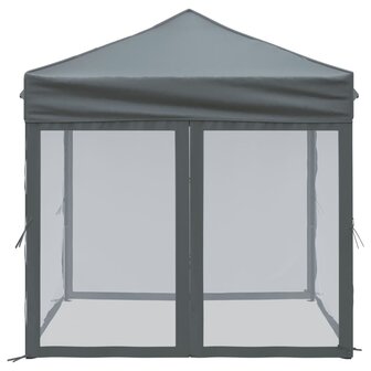 Partytent inklapbaar met zijwanden 2x2 m antracietkleurig 4