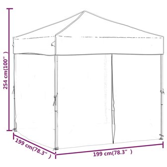 Partytent inklapbaar met zijwanden 2x2 m antracietkleurig 9