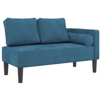 Chaise longue met kussens fluweel blauw 2