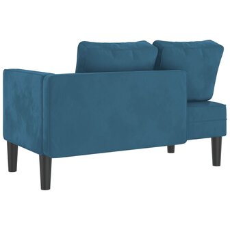 Chaise longue met kussens fluweel blauw 5