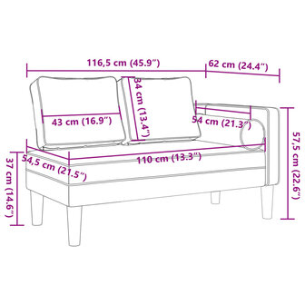 Chaise longue met kussens fluweel blauw 8