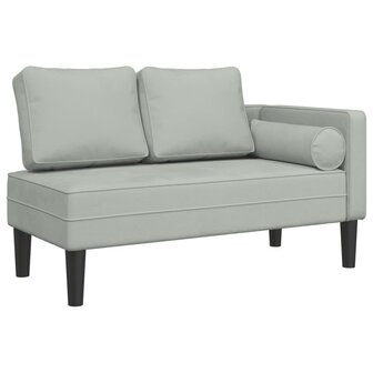 Chaise longue met kussens fluweel lichtgrijs 2