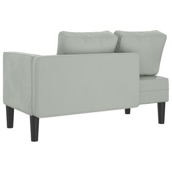 Chaise longue met kussens fluweel lichtgrijs 5