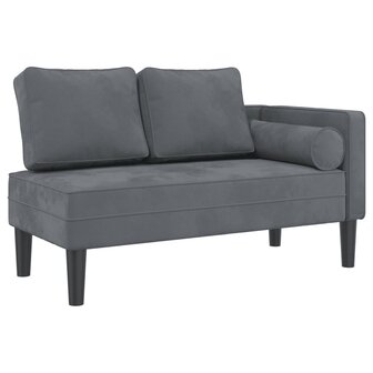 Chaise longue met kussens fluweel donkergrijs 2