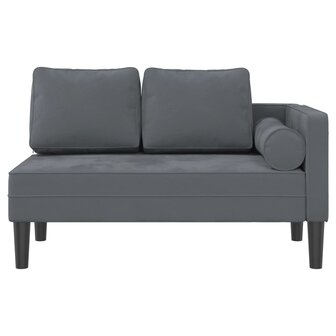 Chaise longue met kussens fluweel donkergrijs 3