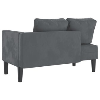 Chaise longue met kussens fluweel donkergrijs 5