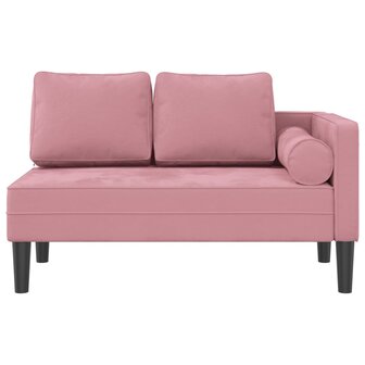 Chaise longue met kussens fluweel roze 3