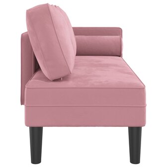 Chaise longue met kussens fluweel roze 4