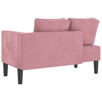 Chaise longue met kussens fluweel roze 5