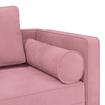 Chaise longue met kussens fluweel roze 6