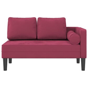 Chaise longue met kussens fluweel wijnrood 3