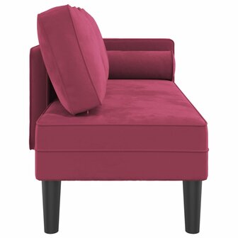 Chaise longue met kussens fluweel wijnrood 4