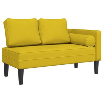 Chaise longue met kussens fluweel geel 2