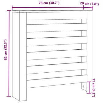 Radiatorombouw 78x20x82 cm bewerkt hout betongrijs 8