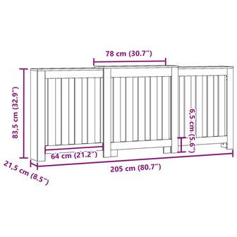 Radiatorombouw 205x21,5x83,5 cm bewerkt hout gerookt eikenkleur 9