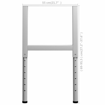 Werkbankframes verstelbaar 2 st 55x(69-95,5) cm metaal grijs 9