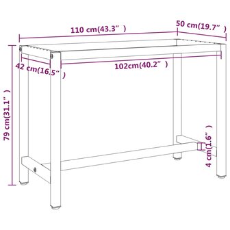 Werkbankframe 110x50x79 cm metaal matzwart en matrood 8