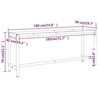 Werkbankframe 190x50x79 cm metaal matzwart en matrood 8