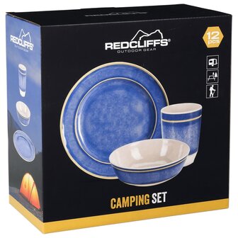 Redcliffs 12-delige Campingserviesset melamine blauw 7