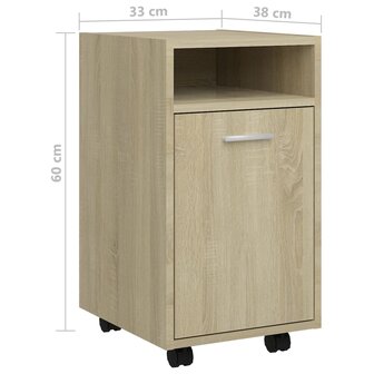 Bijzetkast met wielen 33x38x60 cm bewerkt hout sonoma eiken 8