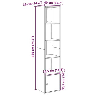 Boekenkast 40x36x189 cm bewerkt hout zwart 9