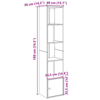 Boekenkast 40x36x189 cm bewerkt hout gerookt eikenkleurig 9