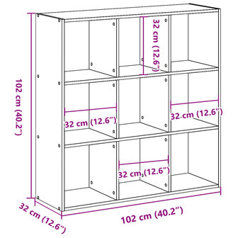 Boekenkast 102x32x102 cm bewerkt hout wit 9