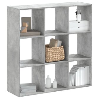 Boekenkast 102x32x102 cm bewerkt hout betongrijs 1